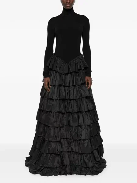Rochie maxi Elisabetta Franchi cu volane negru