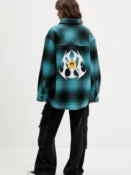 Barrow kurtka koszulowa z dodatkiem wełny turkusowy przejściowa oversize