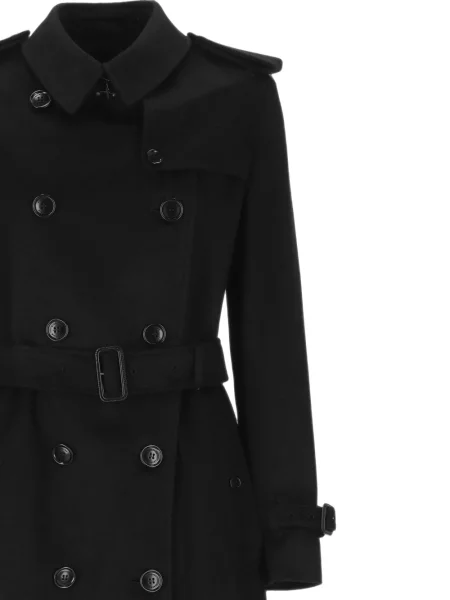Кашмирено двуредно палто Burberry черно