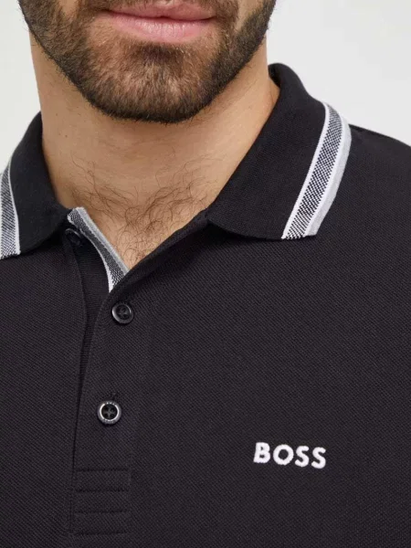 Однотонное поло Boss Green черное