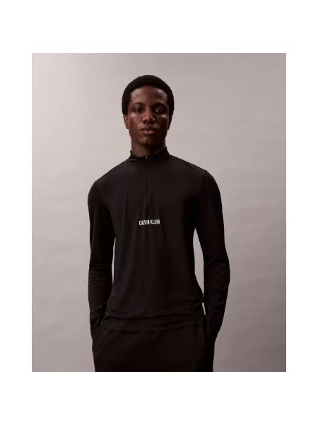 Koszulka Calvin Klein WO Half Zip długi rękaw M czarny