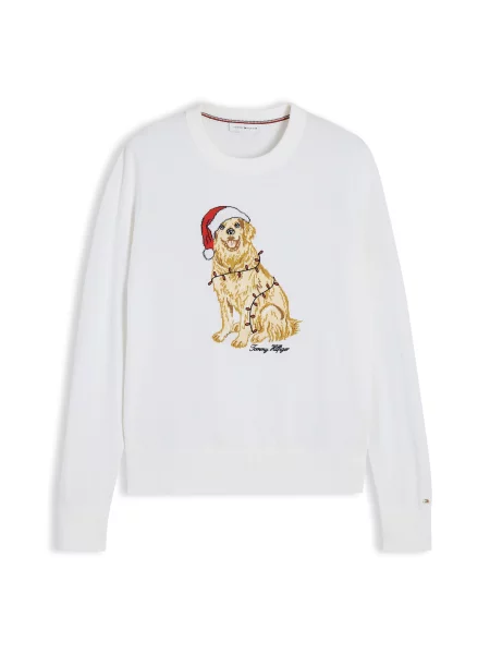TOMMY HILFIGER Pulover maro cappuccino / roșu / negru alb