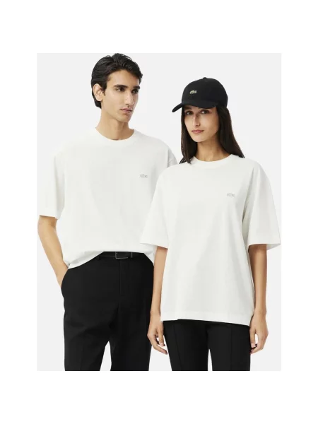 Koszulka Lacoste Loose Fit Heavy z krótkim rękawem XS biała