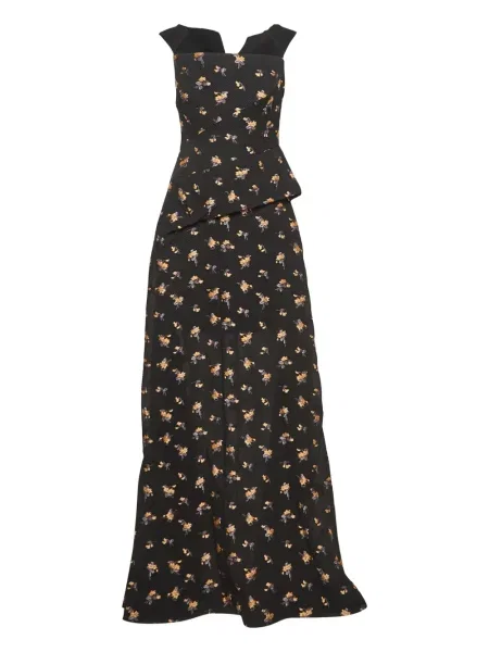 Rochie maxi Roland Mouret cu model floral cu imagine negru
