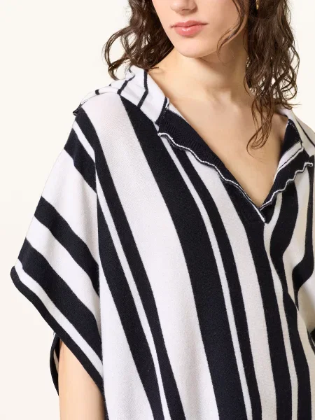 Allude Ponczo Z Kaszmiru blau białe