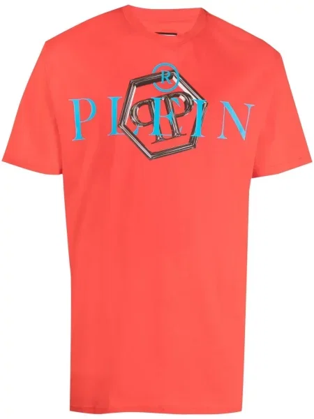 Tricou Philipp Plein cu imagine scurt roșu
