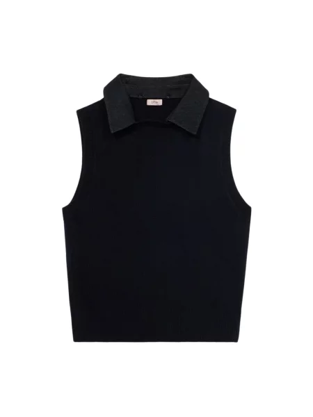 Dzianinowy sweter Oltre niebieski