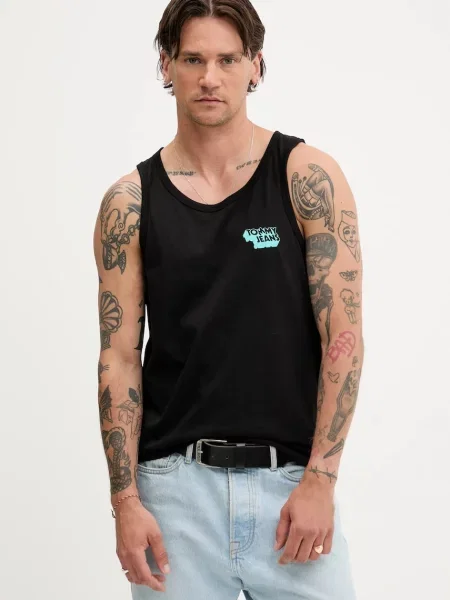 Тениска с дълъг ръкав Tommy Jeans черно