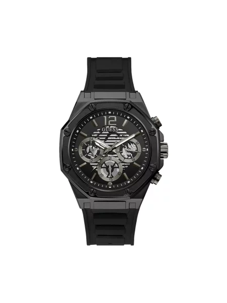 Lniany zegarek Guess czarny