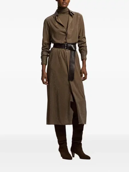 Rochie midi Ralph Lauren Collection de mătase maro