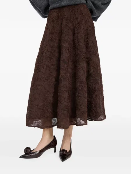 Fustă Rotate Birger Christensen cu model floral plasă maro