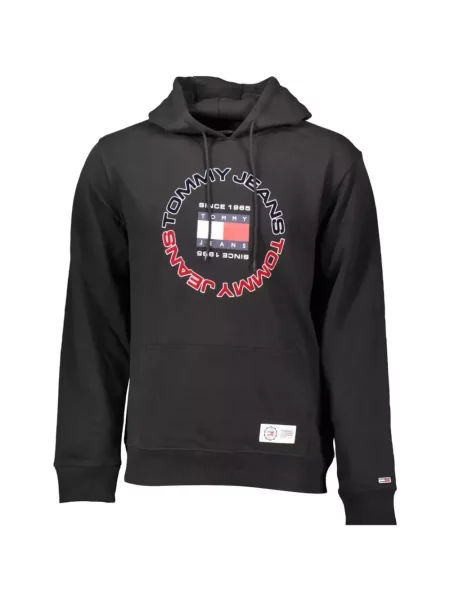 Hanorac cu glugă Tommy Hilfiger cu imagine cu cordon negru