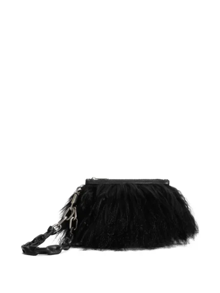 Geantă plic Dolce & Gabbana cu blană negru