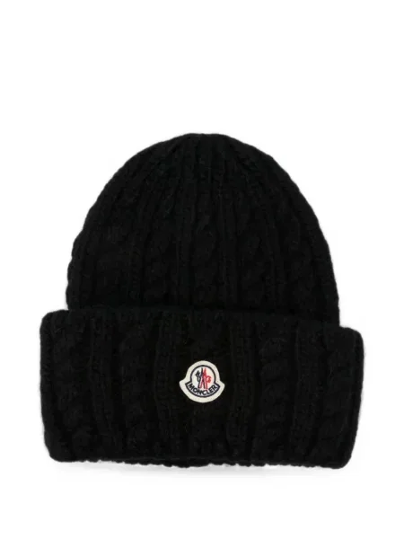 Căciulă Moncler tricotate cu autograf negru