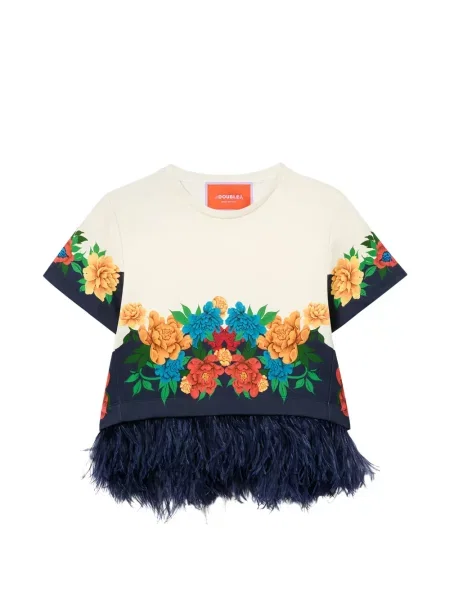 Koszulka La Doublej w piórka w kwiatki