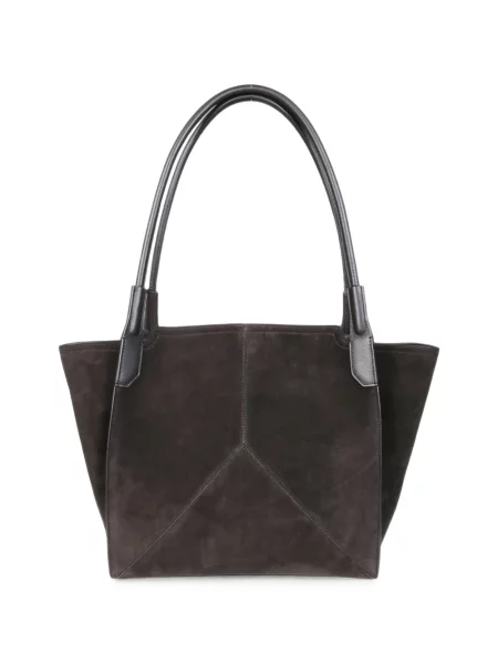 Τσάντα shopper Victoria Beckham σουέτ καφέ