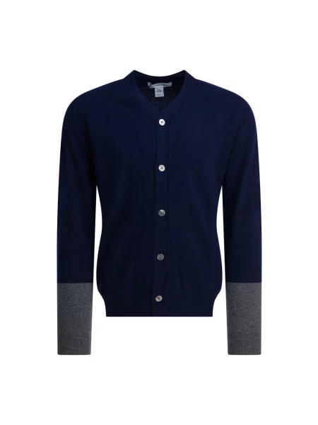 Sweter Comme Des Garcons z dekoltem w serek niebieski
