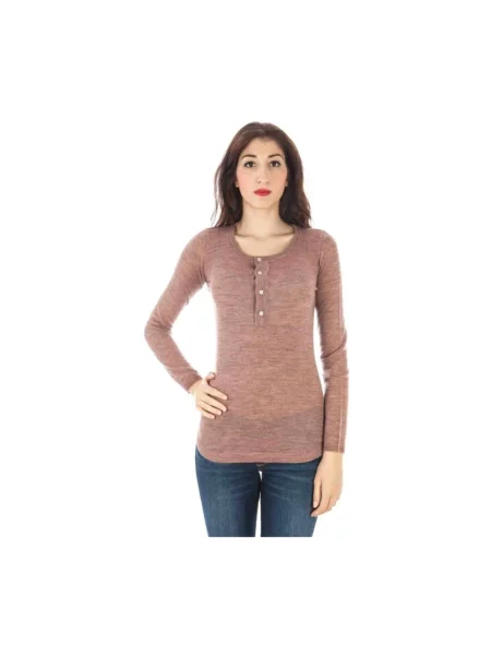 Sweter Fred Perry z długim rękawem wełniany różowy