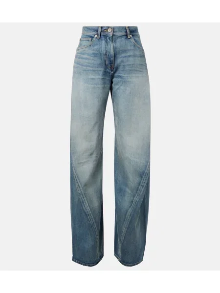 Blugi Versace cu talie înaltă albastru