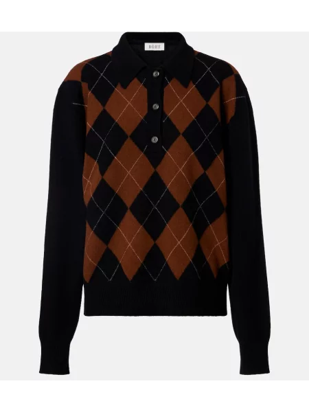 Pulover Róhe de lână cu model argyle negru