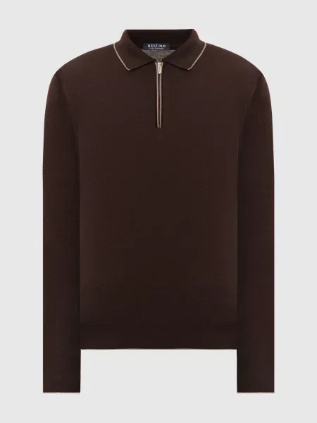 Шерстяное поло Bertolo Cashmere коричневое