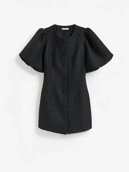 Reserved Rochie mini cu mâneci bufante negru