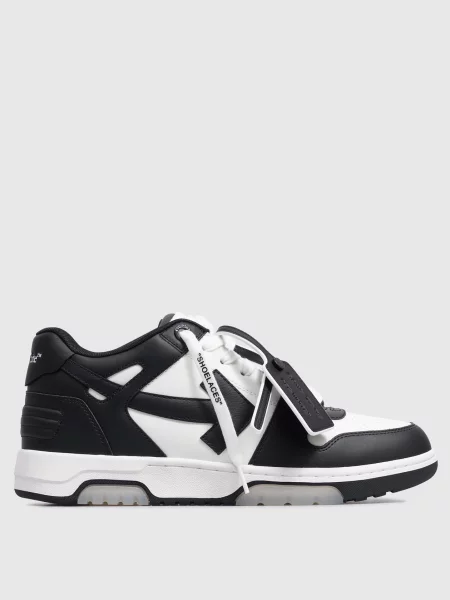 Кожаные кроссовки Off-white в деловом стиле черные