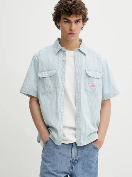 Риза Levi's SS DALTON WORKER WW със свободна кройка с класическа яка синьо