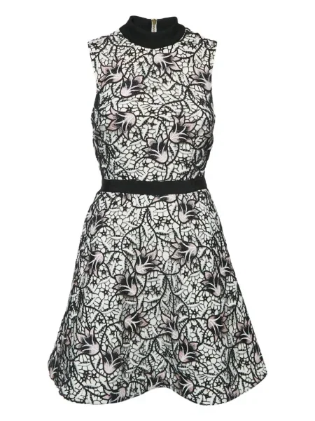 Rochie midi Self-portrait cu model floral cu imagine până la genunchi alb