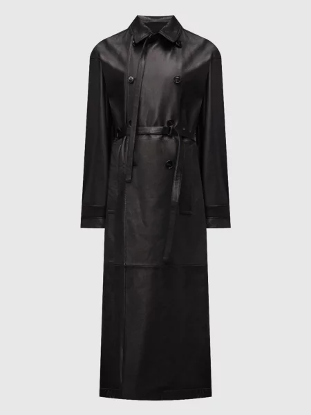 Шкіряний двобортний тренч Ansa Ann Demeulemeester чорний
