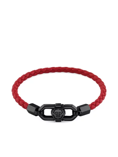 Kožený pletený náramek Philipp Plein černý