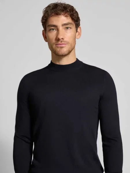 Sweter o kroju regular fit z czystej żywej wełny model Davide' Joop! Collection niebieski