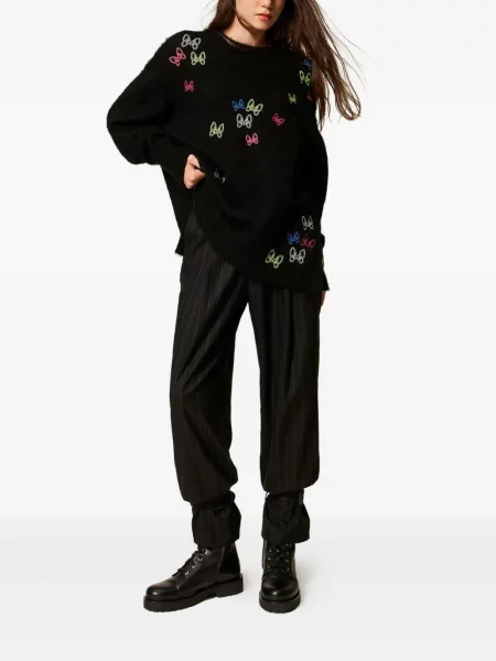 Pantaloni Twinset cu dungi negru