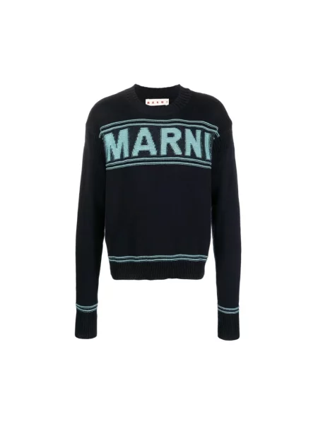 Sweter Marni z logo niebieski