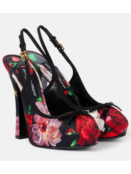 Pantofi cu toc Dolce&gabbana din satin cu model floral slingback