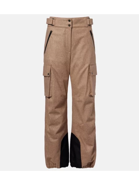 Pantaloni cargo Brunello Cucinelli de lână bej