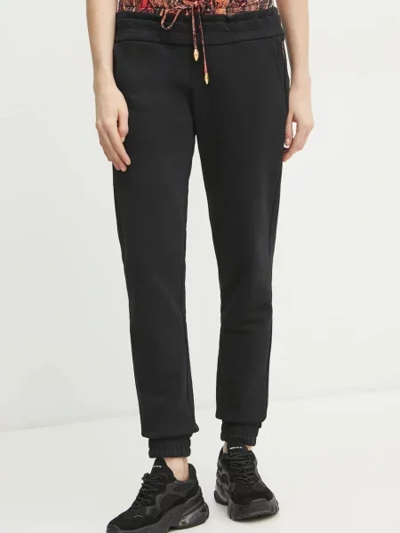 Just Cavalli pantaloni de trening femei cu imprimeu negru