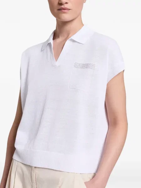 Gulerat tricou polo Peserico alb