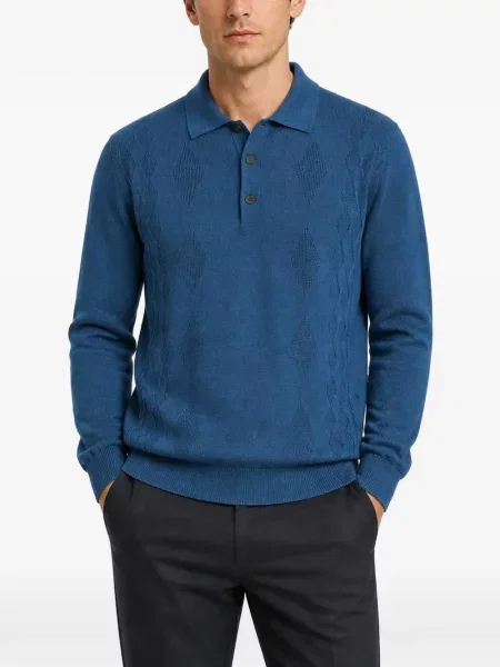 Πλεκτό μακρύς polo Retori argyle μπλε