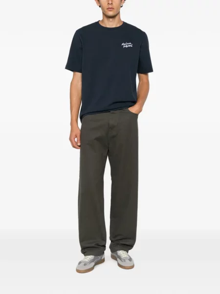 Tricou Maison Kitsune cu autograf albastru