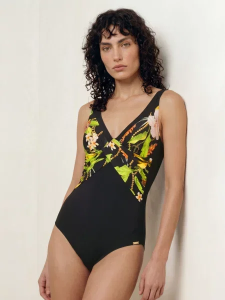 Charmline Tvarující Plavky Imperial Tropics / tmavě žlutá / světle zelená černá