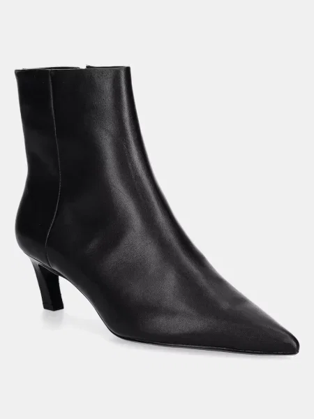 Кожени боти Calvin Klein ESS KITTEN HEEL ANKLE BOOT с тънък кафяво