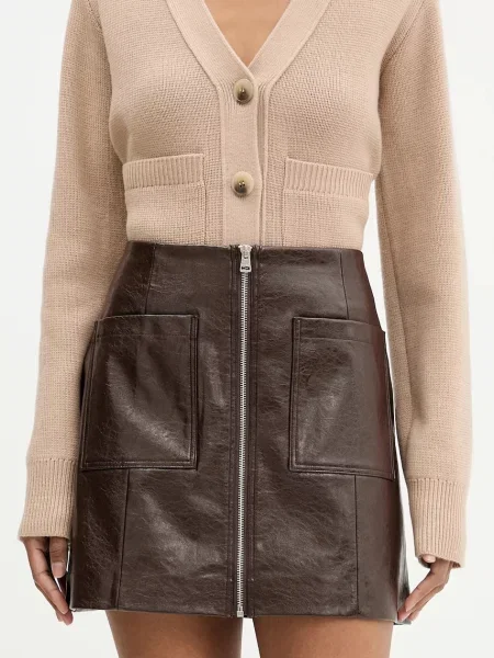 Spódnica mini o kroju regular fit z imitacji skóry Hugo brązowa