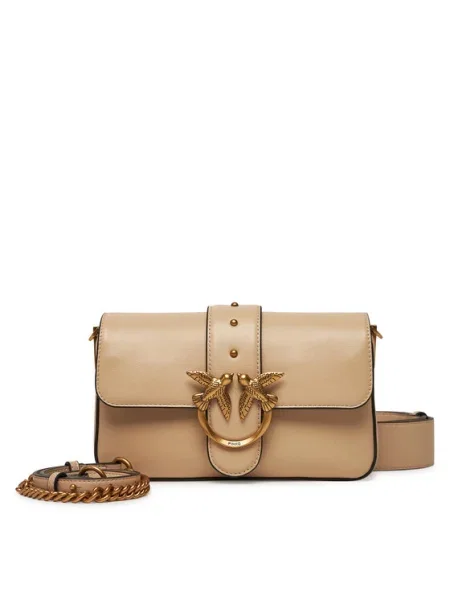 Mini geanta de piele Pinko mini bej