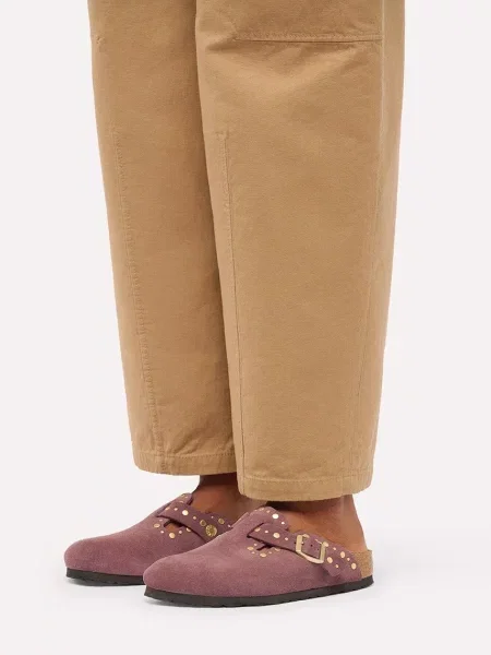 Замшевые шлепанцы Birkenstock с заклепками