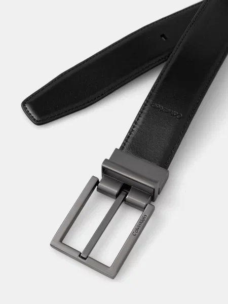 Calvin Klein Usnjen dvostranski pas črna