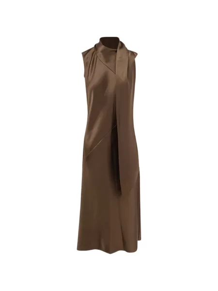 Rochie maxi Vince din satin fără mâneci maro