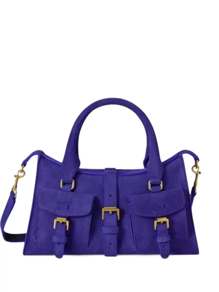 Geantă shopper Mulberry din piele de căprioară albastru
