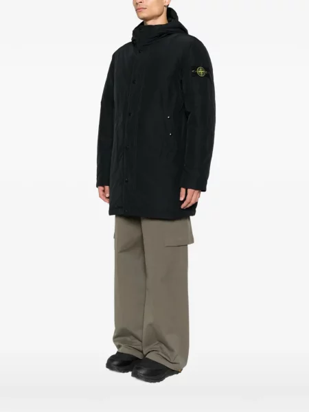 Parka Stone Island s kapucí s kamínky černá