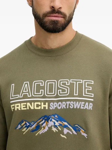 Hanorac crewneck Lacoste cu broderie verde
